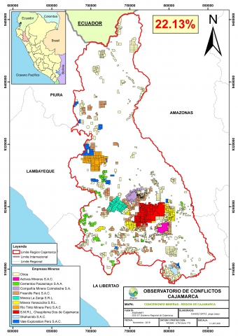 Concesiones Mineras del Departamento de Cajamarca. Diciembre 2019