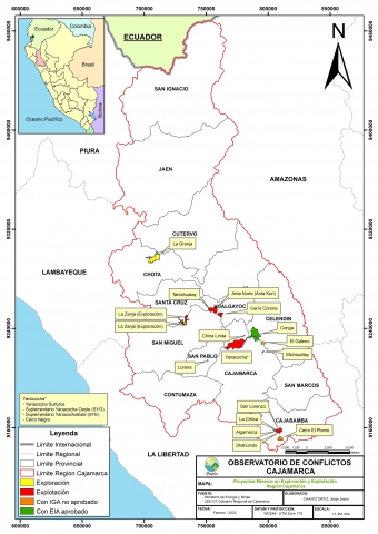 Mapa proyectos mineros Cajamarca Mapa proyectos mineros Cajamarca